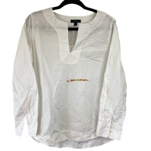J crew white poplin tunic 3/4 length sleeve size medium